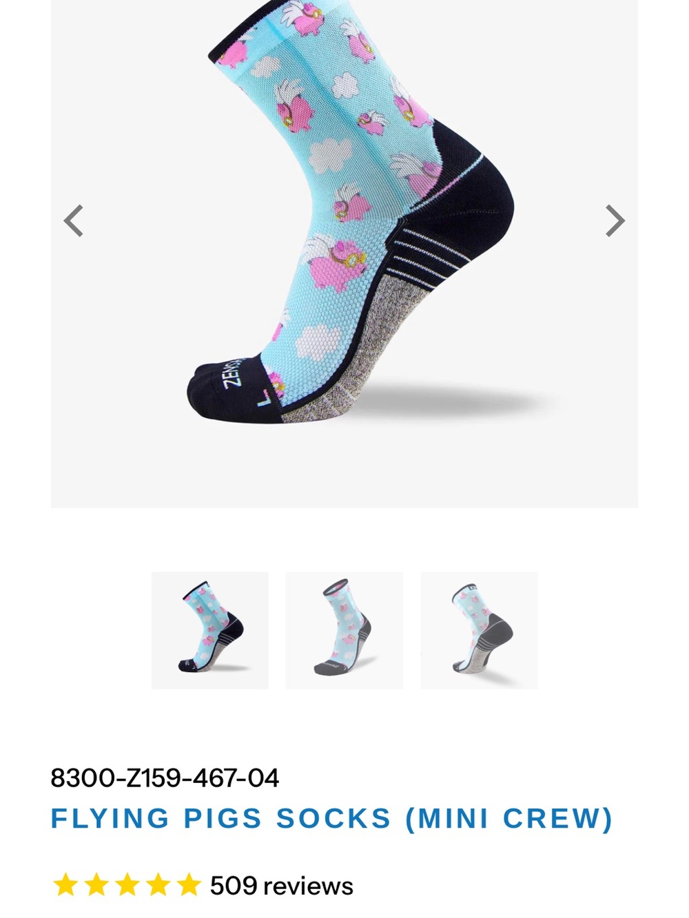 Zensah Flying Pigs Mini Crew Socks — Light Blue